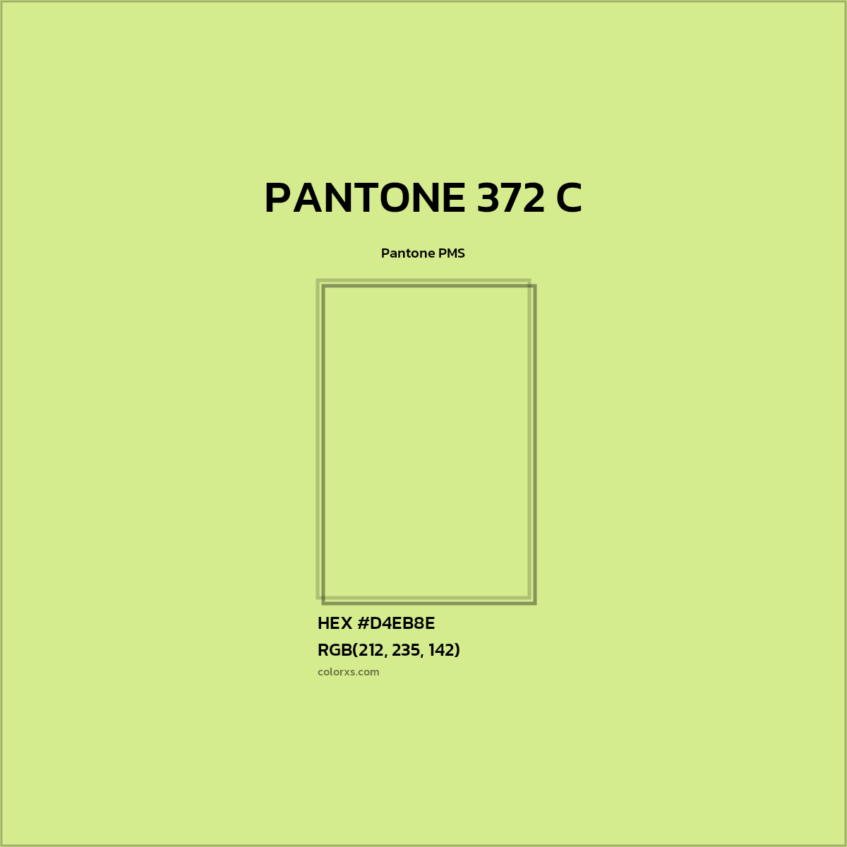 HEX #D4EB8E PANTONE 372 C CMS Pantone PMS - Color Code