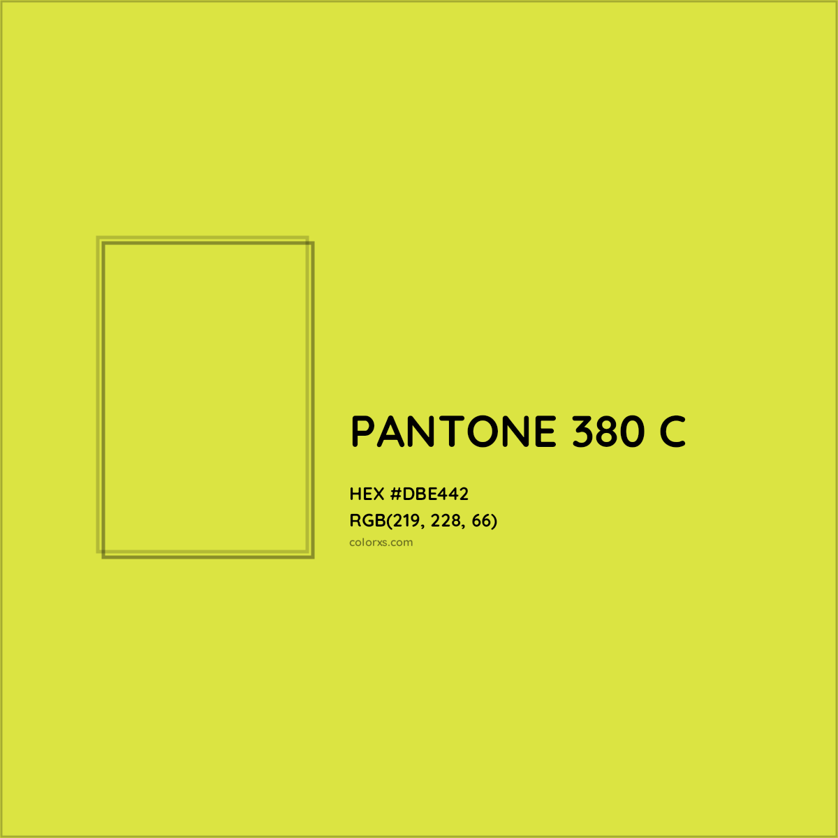 HEX #DBE442 PANTONE 380 C CMS Pantone PMS - Color Code