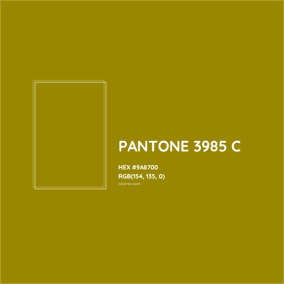 HEX #9A8700 PANTONE 3985 C CMS Pantone PMS - Color Code