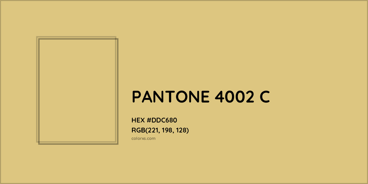 HEX #DDC680 PANTONE 4002 C CMS Pantone PMS - Color Code