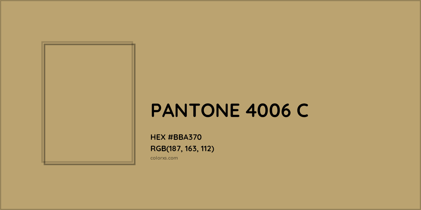 HEX #BBA370 PANTONE 4006 C CMS Pantone PMS - Color Code
