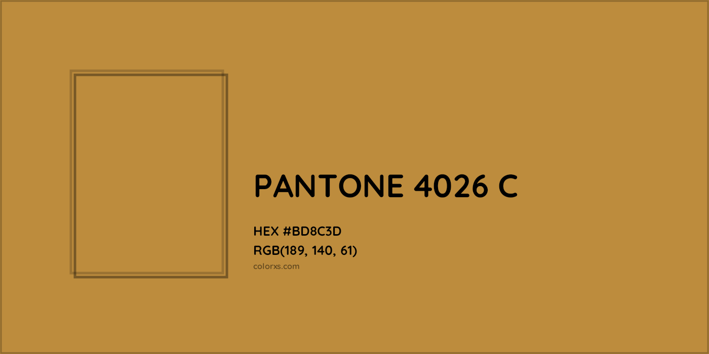 HEX #BD8C3D PANTONE 4026 C CMS Pantone PMS - Color Code