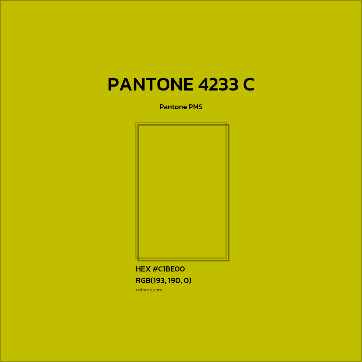 HEX #C1BE00 PANTONE 4233 C CMS Pantone PMS - Color Code