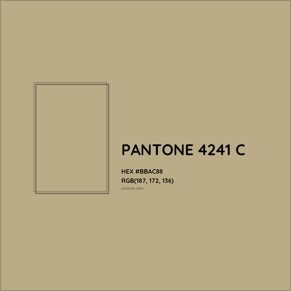 HEX #BBAC88 PANTONE 4241 C CMS Pantone PMS - Color Code