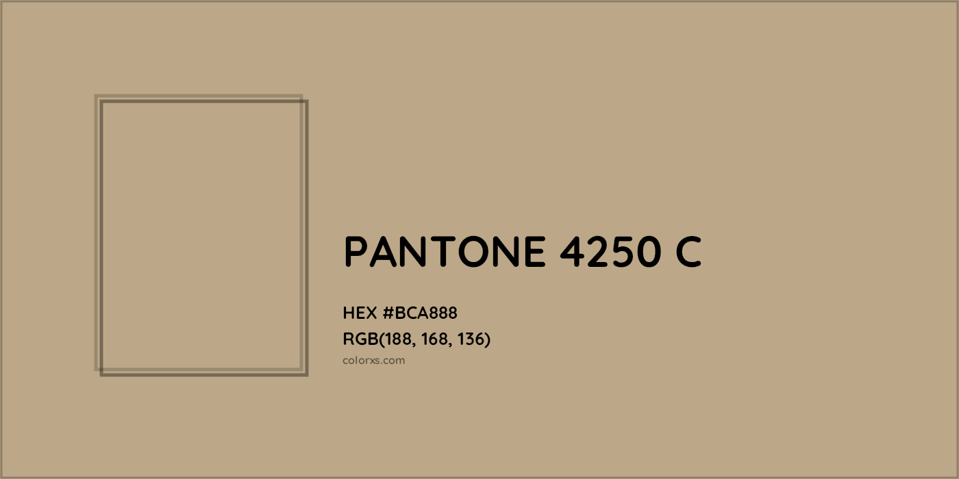 HEX #BCA888 PANTONE 4250 C CMS Pantone PMS - Color Code