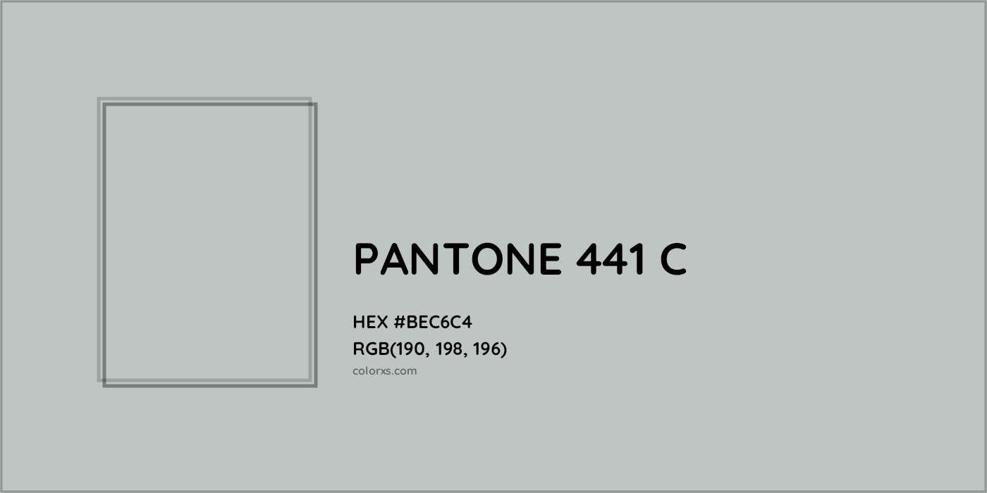 HEX #BEC6C4 PANTONE 441 C CMS Pantone PMS - Color Code