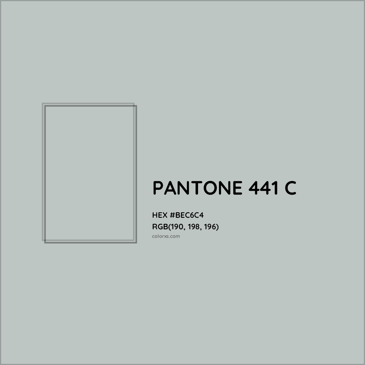 HEX #BEC6C4 PANTONE 441 C CMS Pantone PMS - Color Code