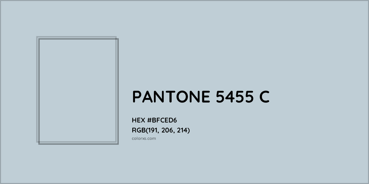 HEX #BFCED6 PANTONE 5455 C CMS Pantone PMS - Color Code