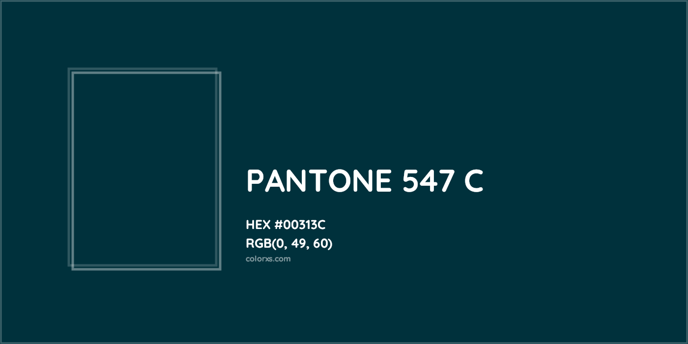 HEX #00313C PANTONE 547 C CMS Pantone PMS - Color Code