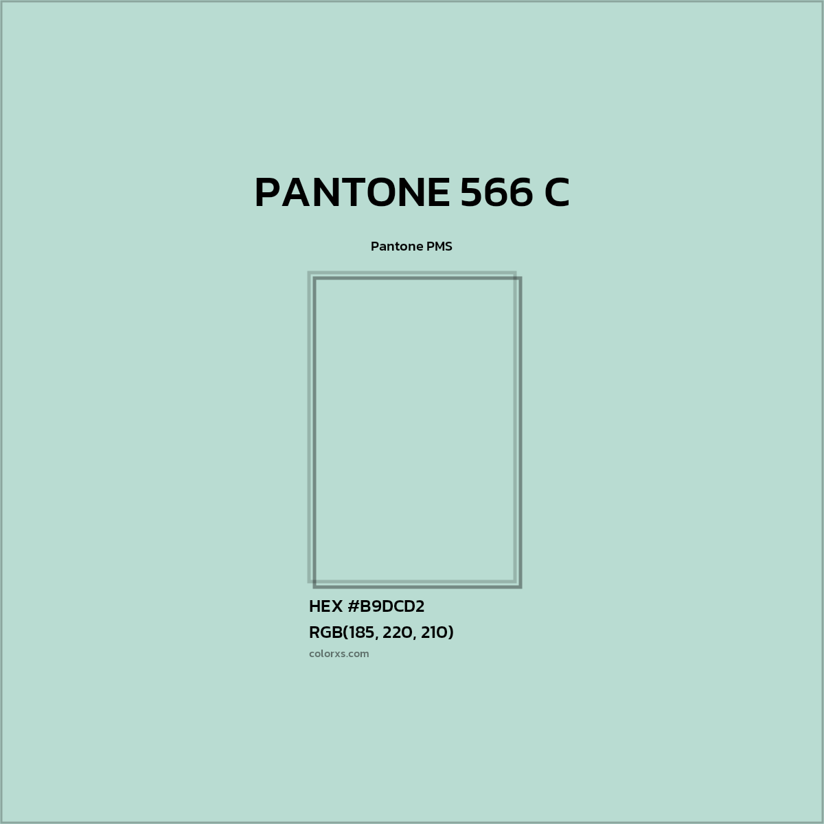 HEX #B9DCD2 PANTONE 566 C CMS Pantone PMS - Color Code