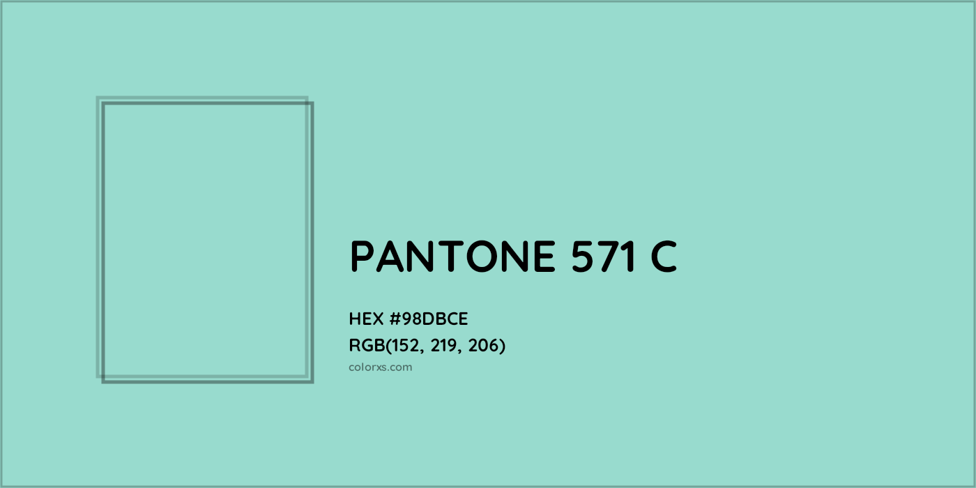 HEX #98DBCE PANTONE 571 C CMS Pantone PMS - Color Code