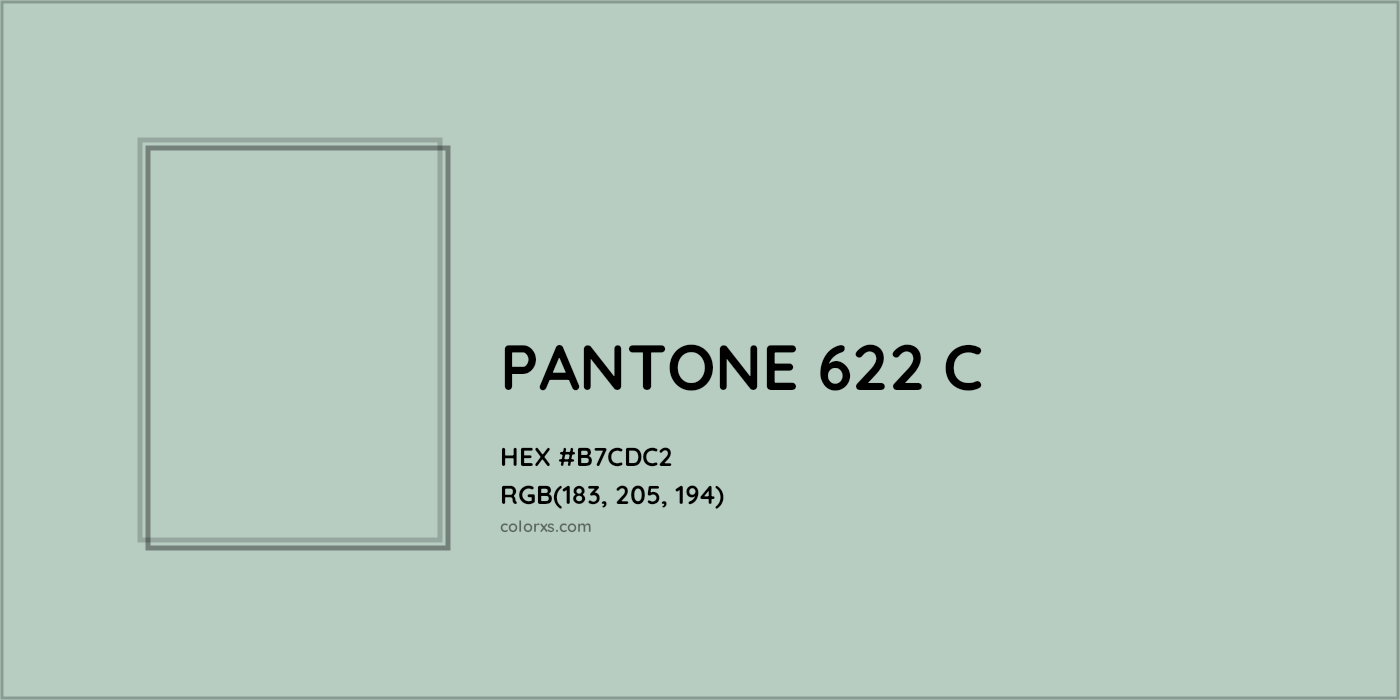 HEX #B7CDC2 PANTONE 622 C CMS Pantone PMS - Color Code