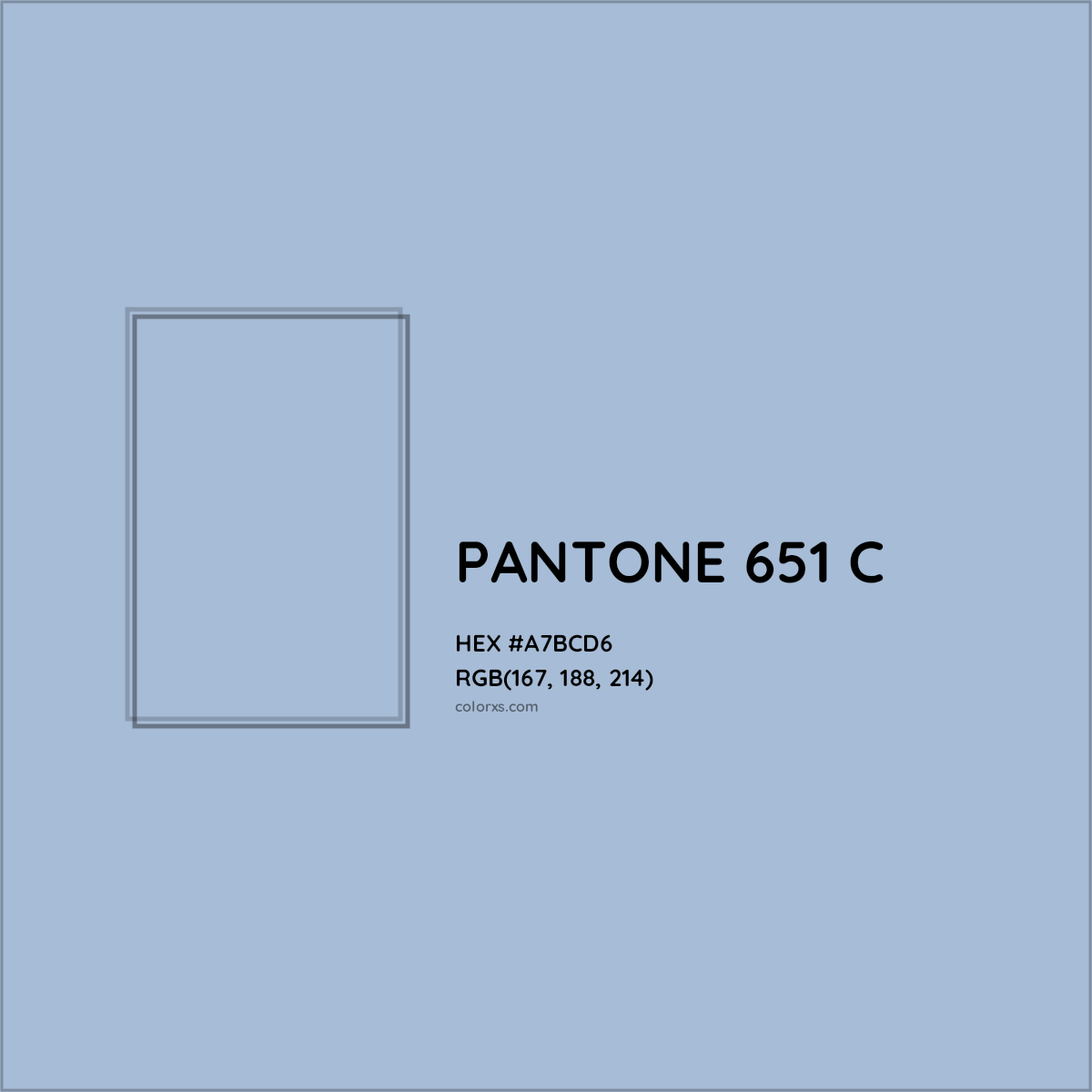 HEX #A7BCD6 PANTONE 651 C CMS Pantone PMS - Color Code