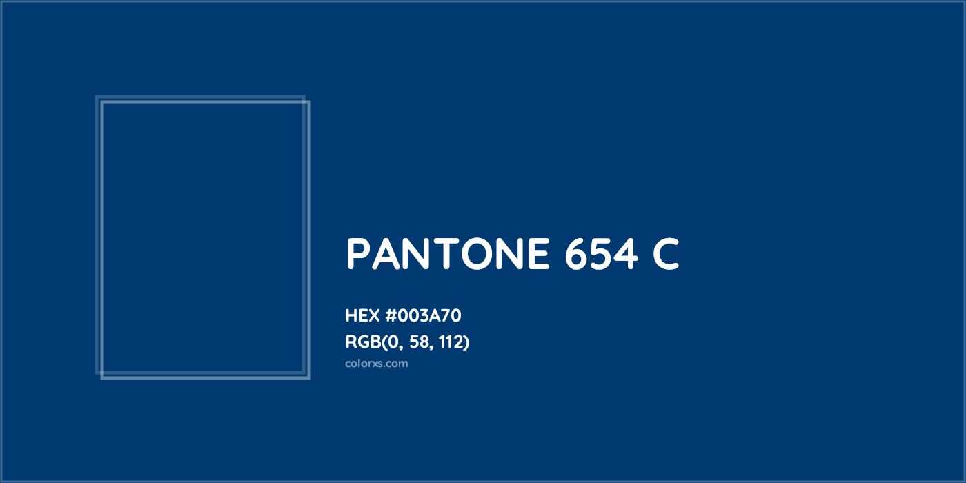 HEX #003A70 PANTONE 654 C CMS Pantone PMS - Color Code