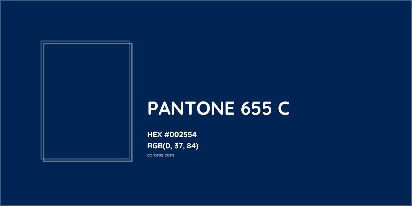 HEX #002554 PANTONE 655 C CMS Pantone PMS - Color Code