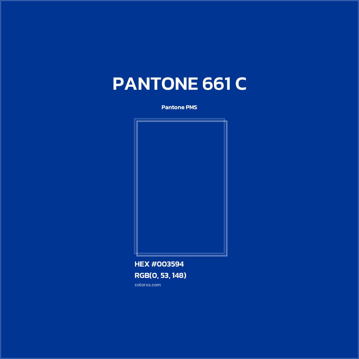 HEX #003594 PANTONE 661 C CMS Pantone PMS - Color Code