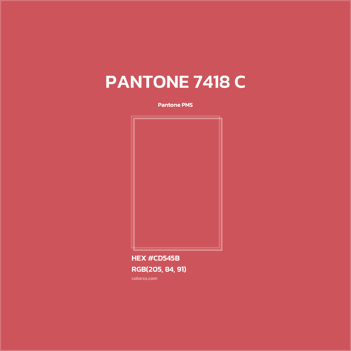 HEX #CD545B PANTONE 7418 C CMS Pantone PMS - Color Code