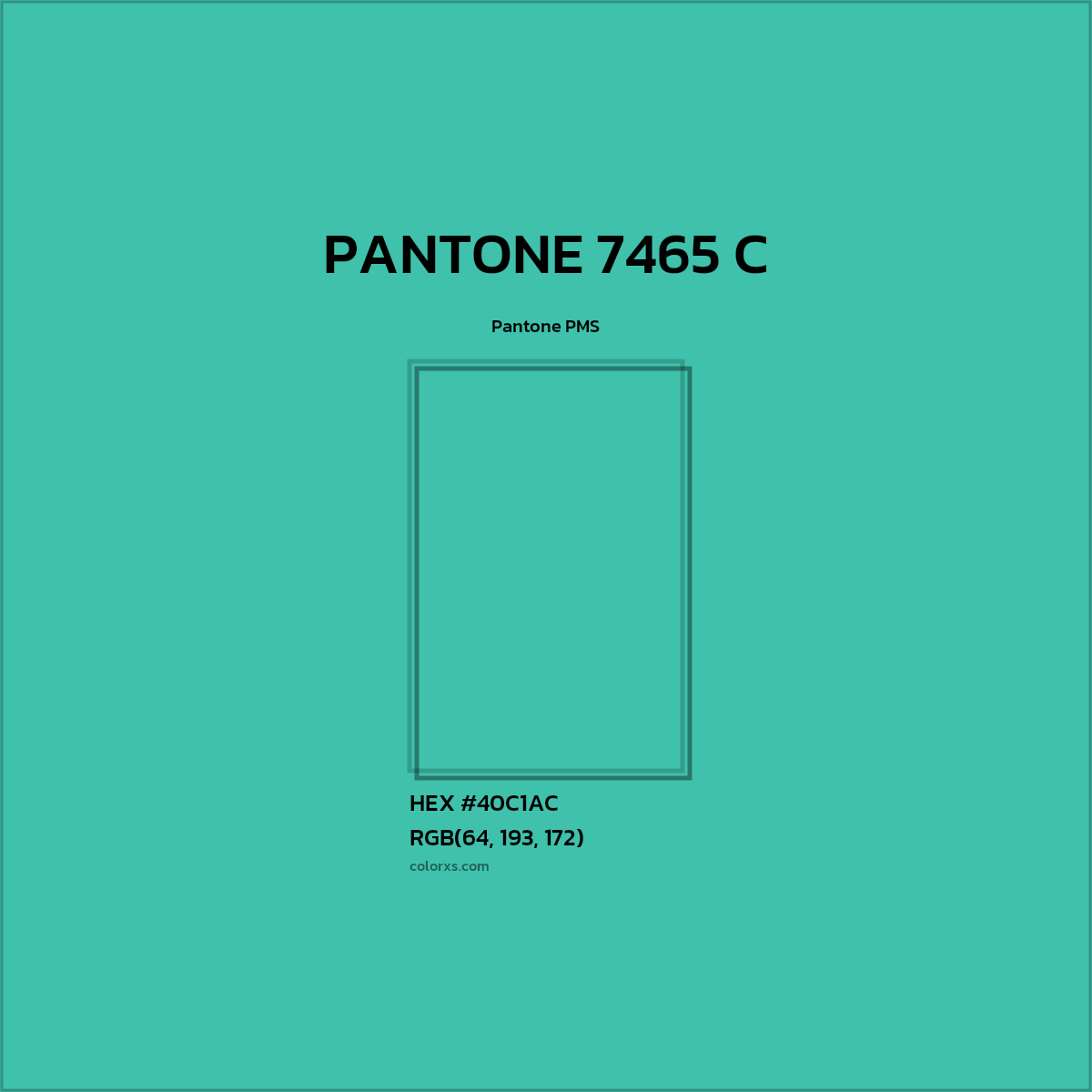 HEX #40C1AC PANTONE 7465 C CMS Pantone PMS - Color Code