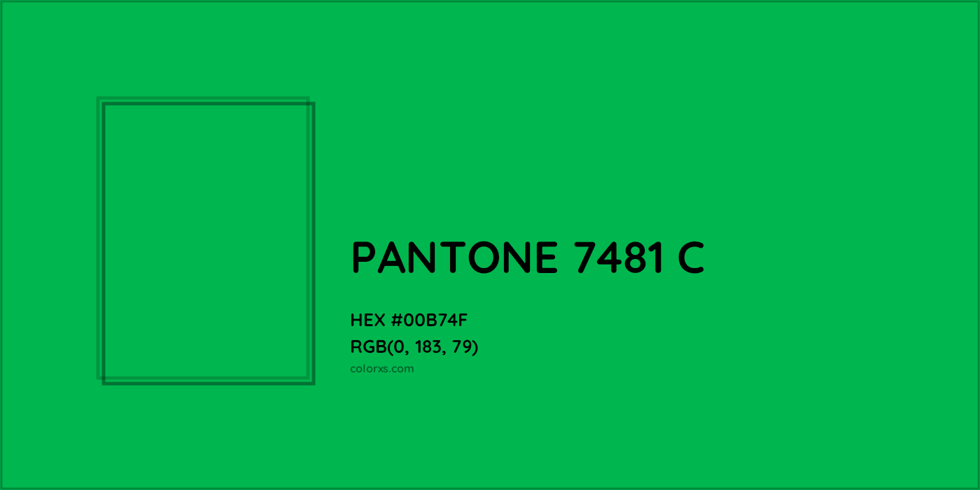 HEX #00B74F PANTONE 7481 C CMS Pantone PMS - Color Code