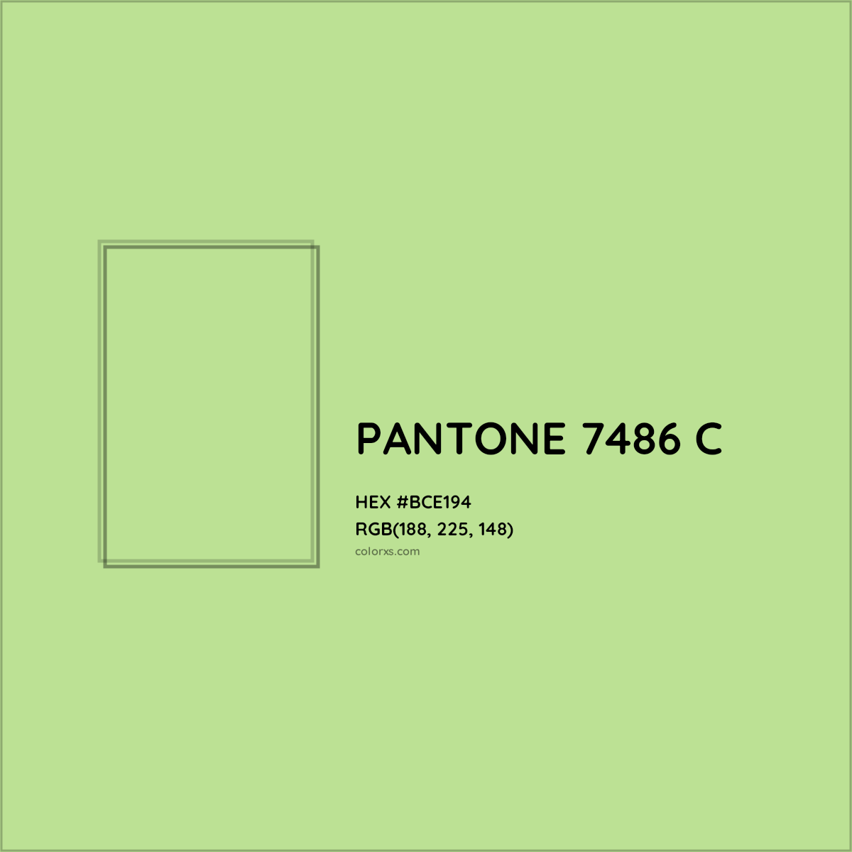 HEX #BCE194 PANTONE 7486 C CMS Pantone PMS - Color Code