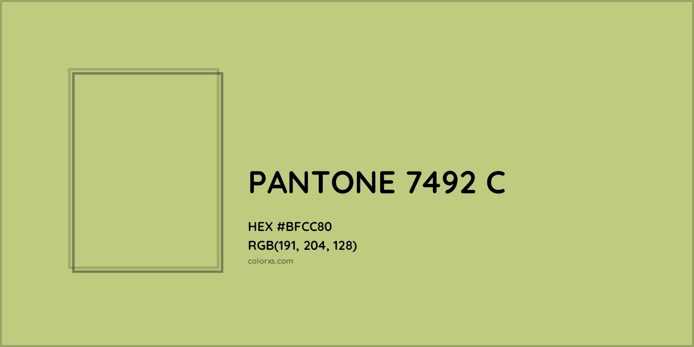 HEX #BFCC80 PANTONE 7492 C CMS Pantone PMS - Color Code