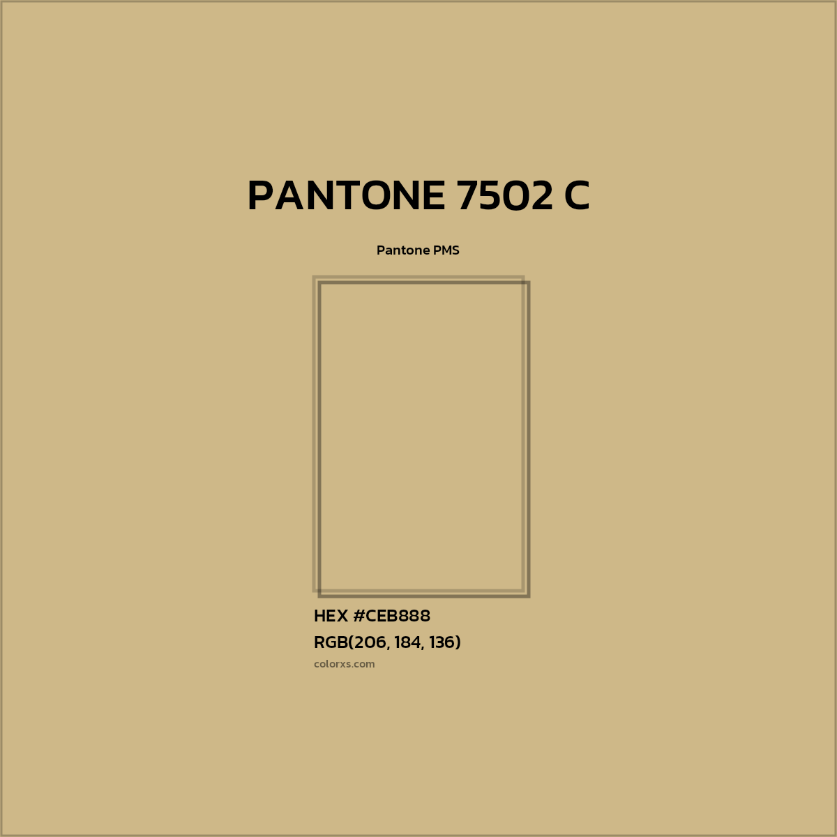 HEX #CEB888 PANTONE 7502 C CMS Pantone PMS - Color Code