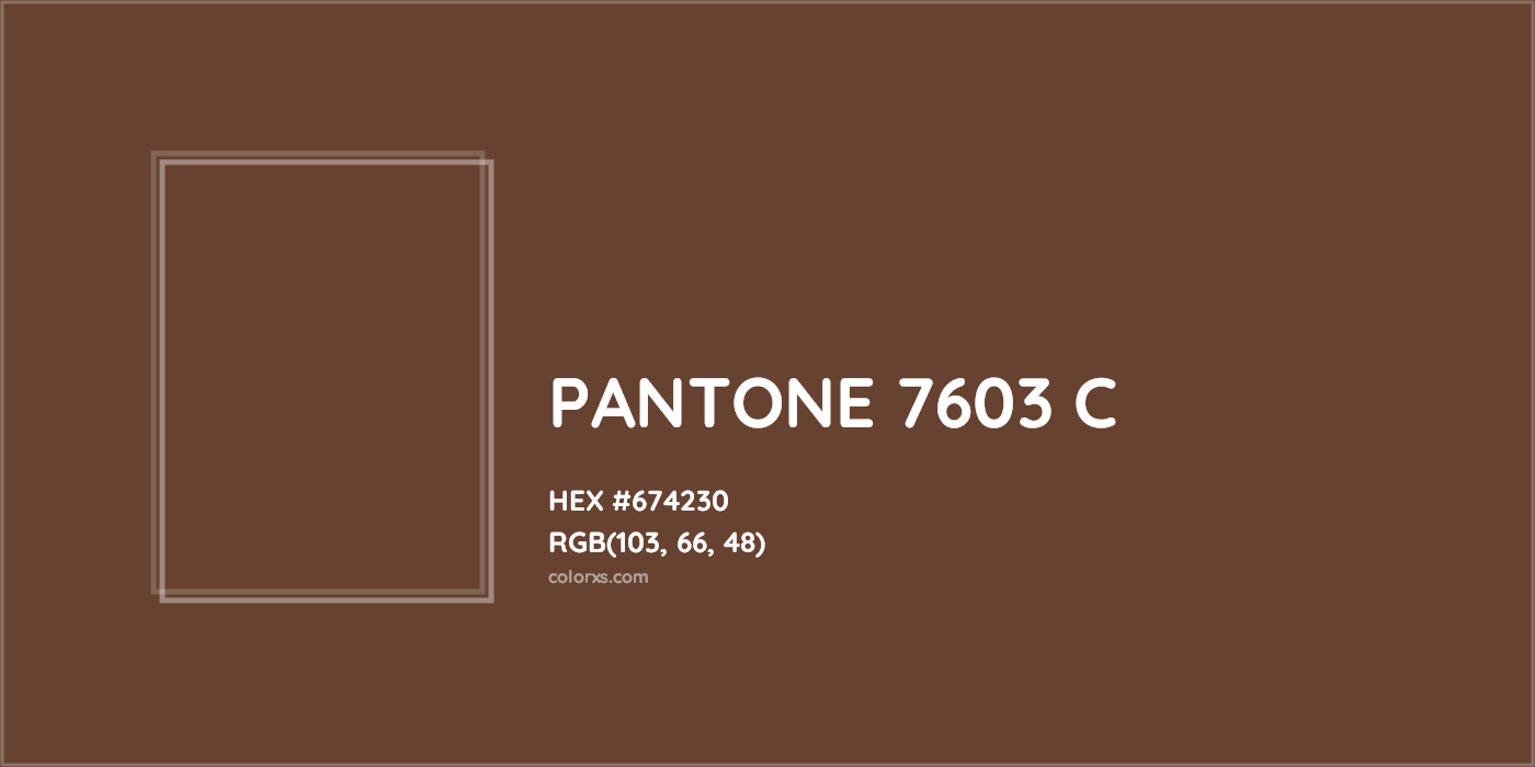 HEX #674230 PANTONE 7603 C CMS Pantone PMS - Color Code