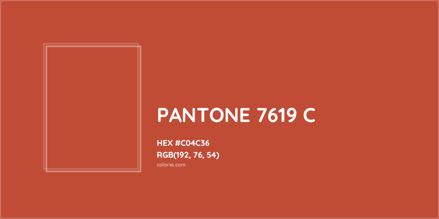 HEX #C04C36 PANTONE 7619 C CMS Pantone PMS - Color Code