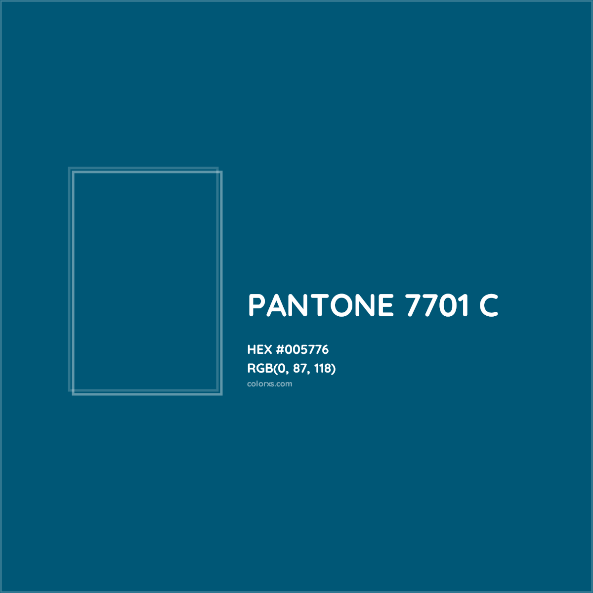 HEX #005776 PANTONE 7701 C CMS Pantone PMS - Color Code