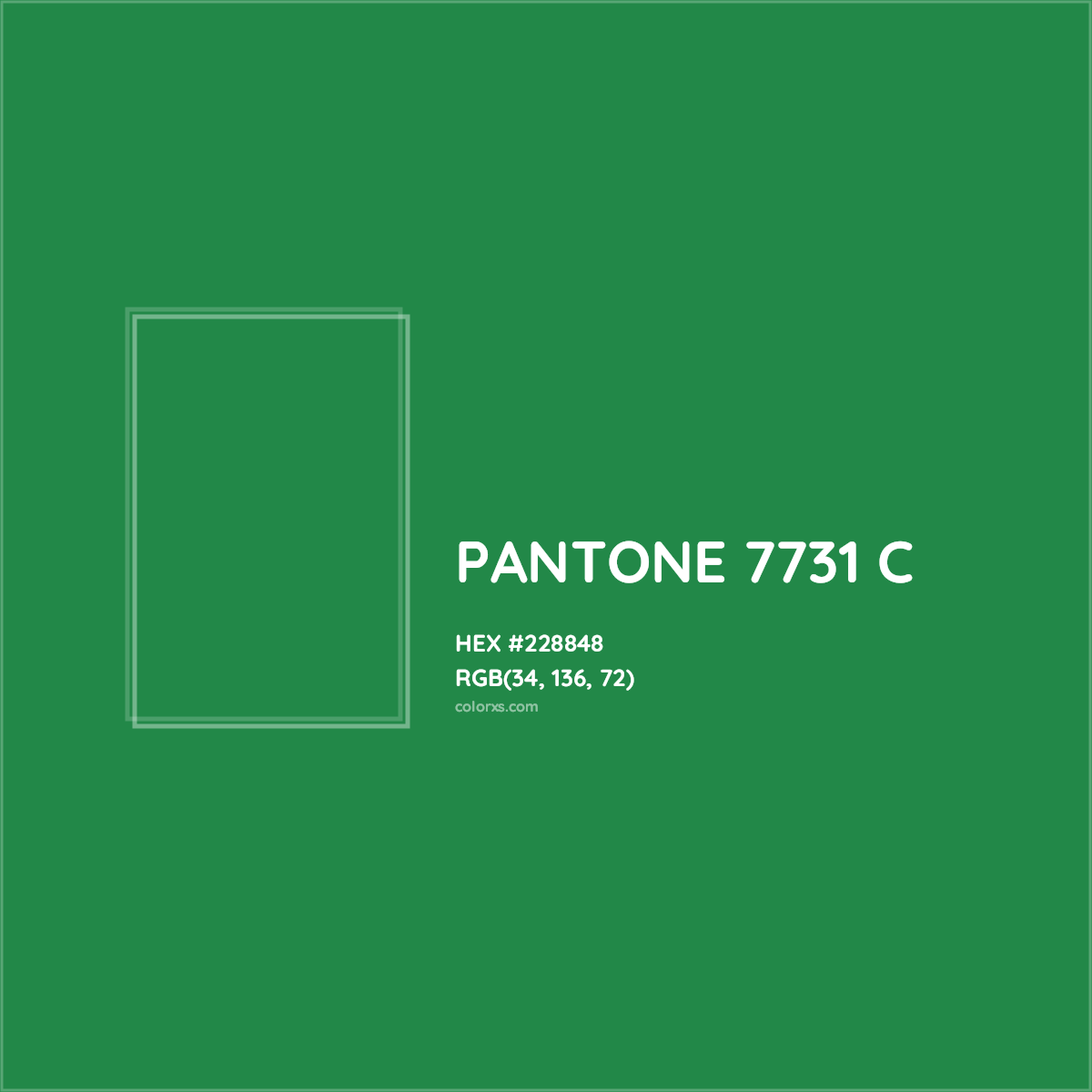 HEX #228848 PANTONE 7731 C CMS Pantone PMS - Color Code