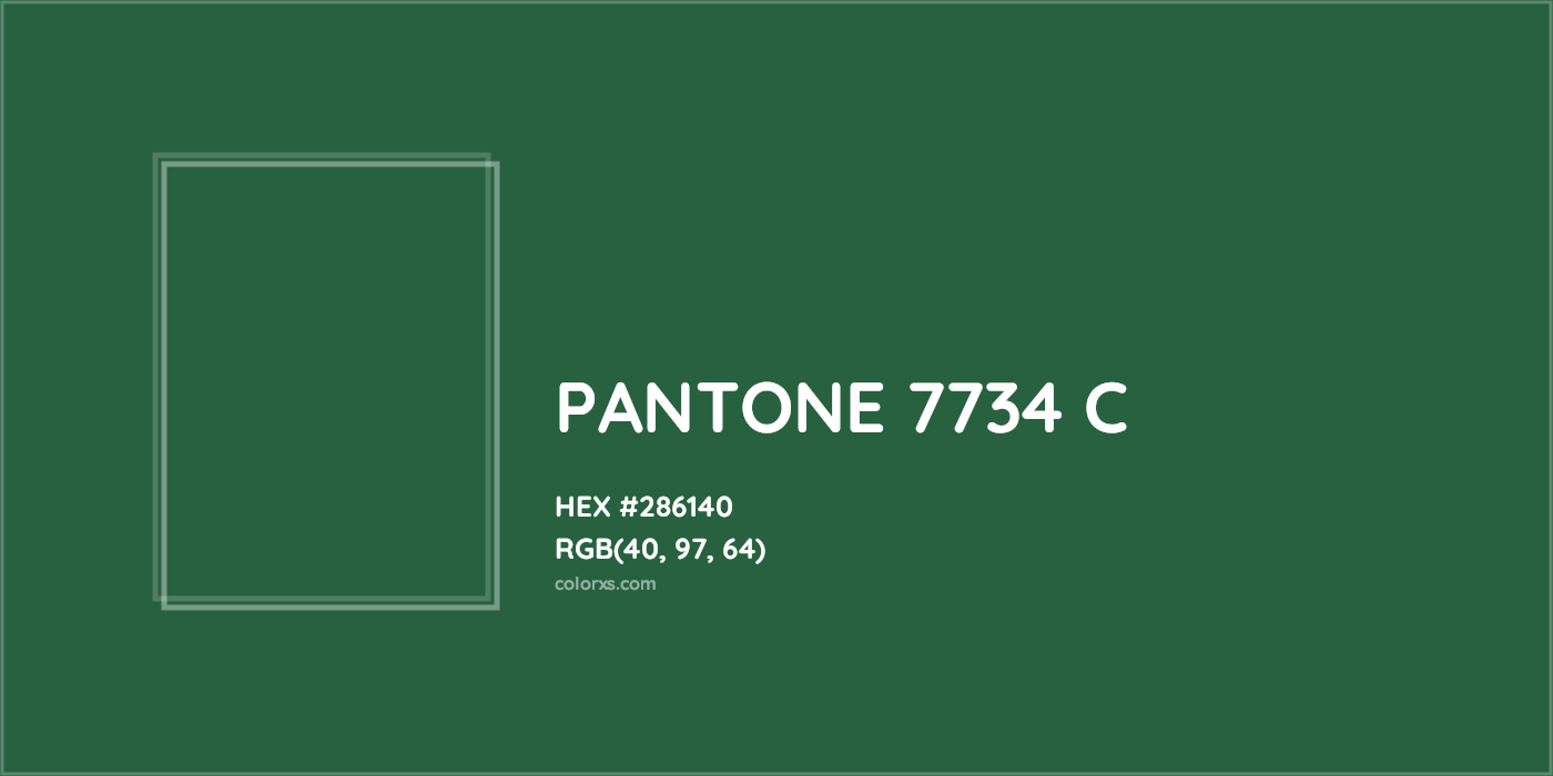 HEX #286140 PANTONE 7734 C CMS Pantone PMS - Color Code