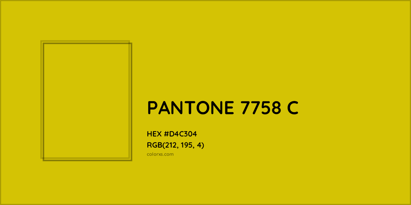HEX #D4C304 PANTONE 7758 C CMS Pantone PMS - Color Code
