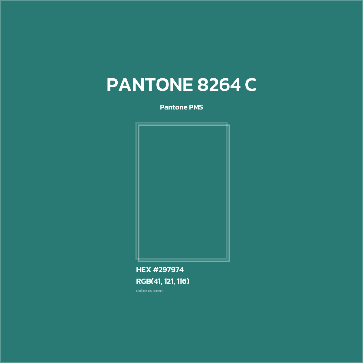 HEX #297974 PANTONE 8264 C CMS Pantone PMS - Color Code