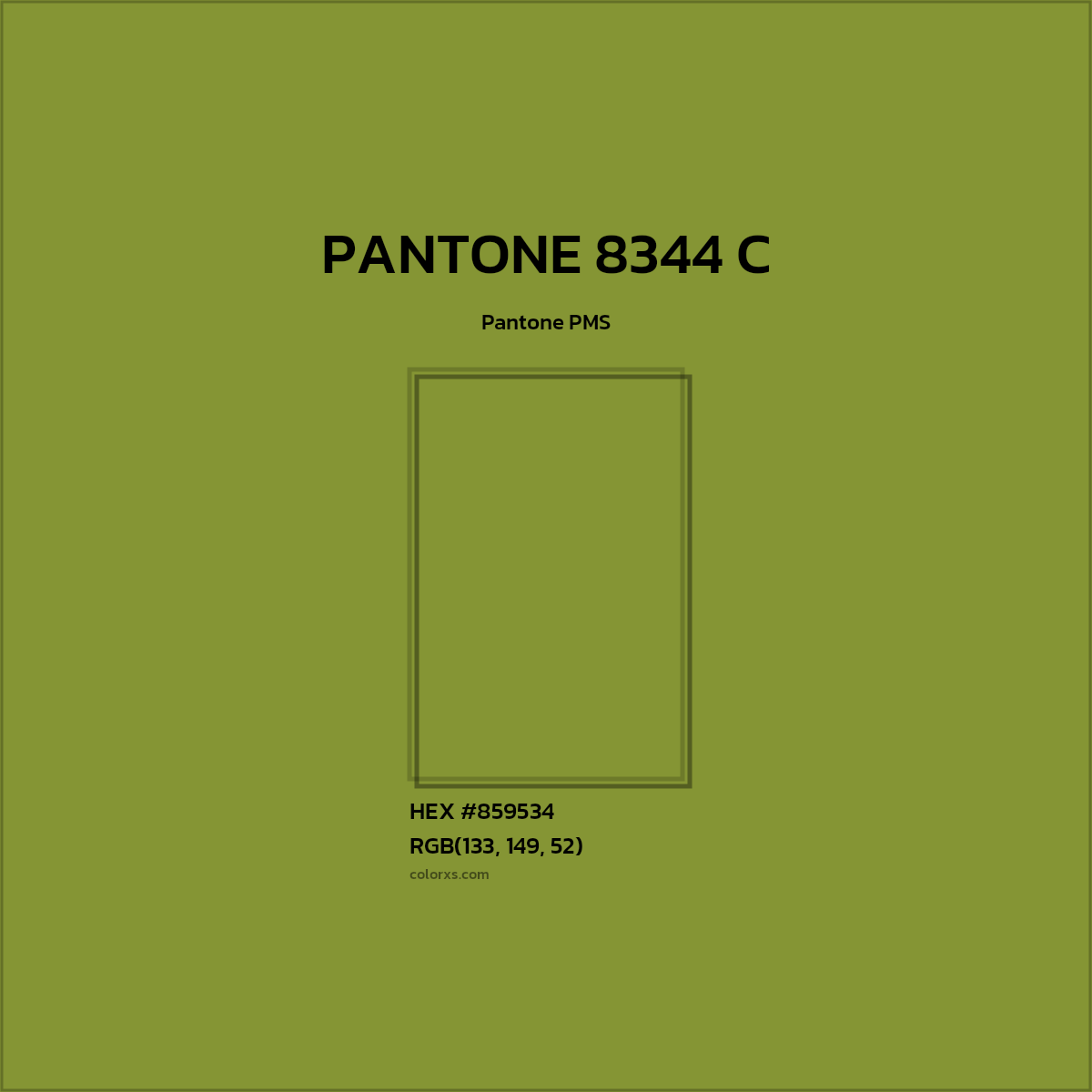 HEX #859534 PANTONE 8344 C CMS Pantone PMS - Color Code
