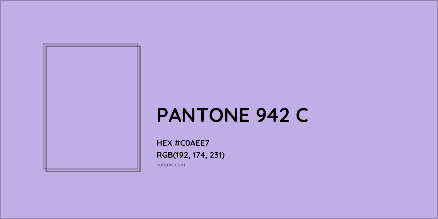 HEX #C0AEE7 PANTONE 942 C CMS Pantone PMS - Color Code