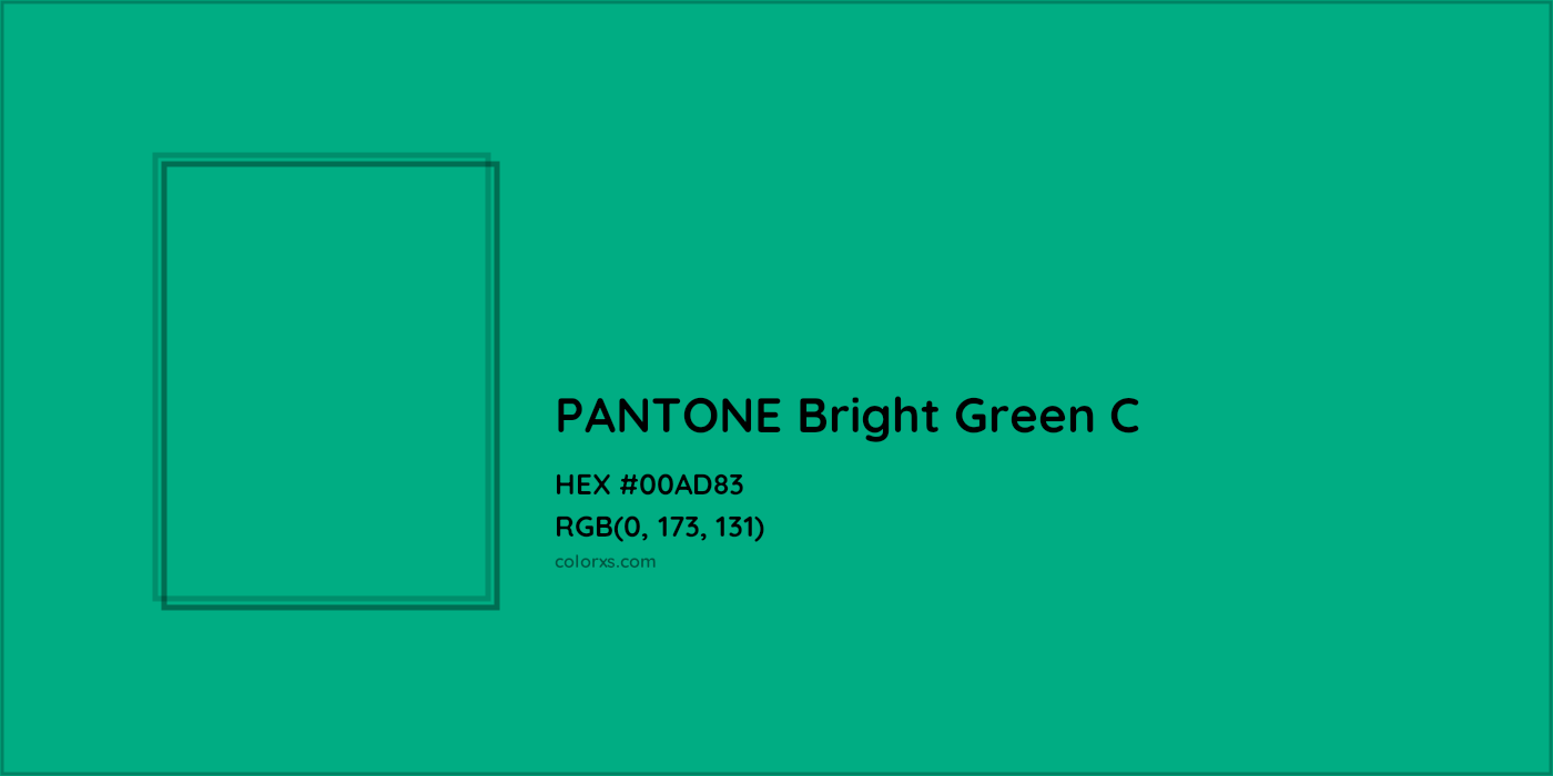HEX #00AD83 PANTONE Bright Green C CMS Pantone PMS - Color Code
