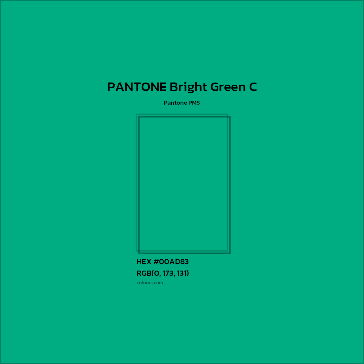 HEX #00AD83 PANTONE Bright Green C CMS Pantone PMS - Color Code