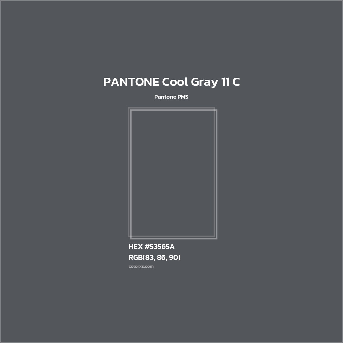 HEX #53565A PANTONE Cool Gray 11 C CMS Pantone PMS - Color Code