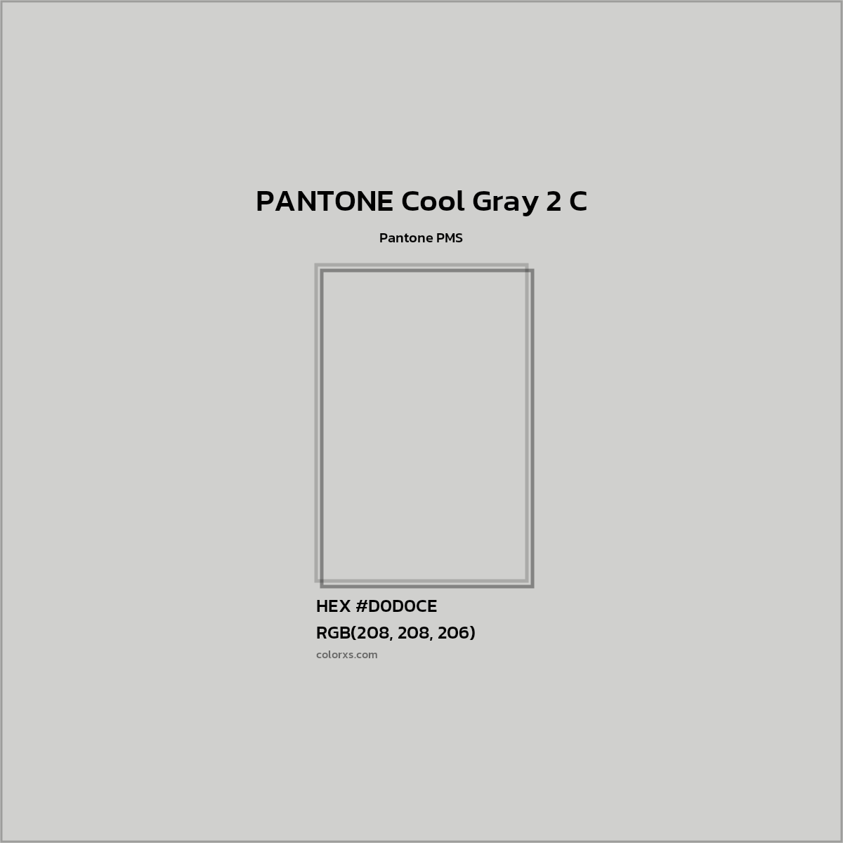 HEX #D0D0CE PANTONE Cool Gray 2 C CMS Pantone PMS - Color Code