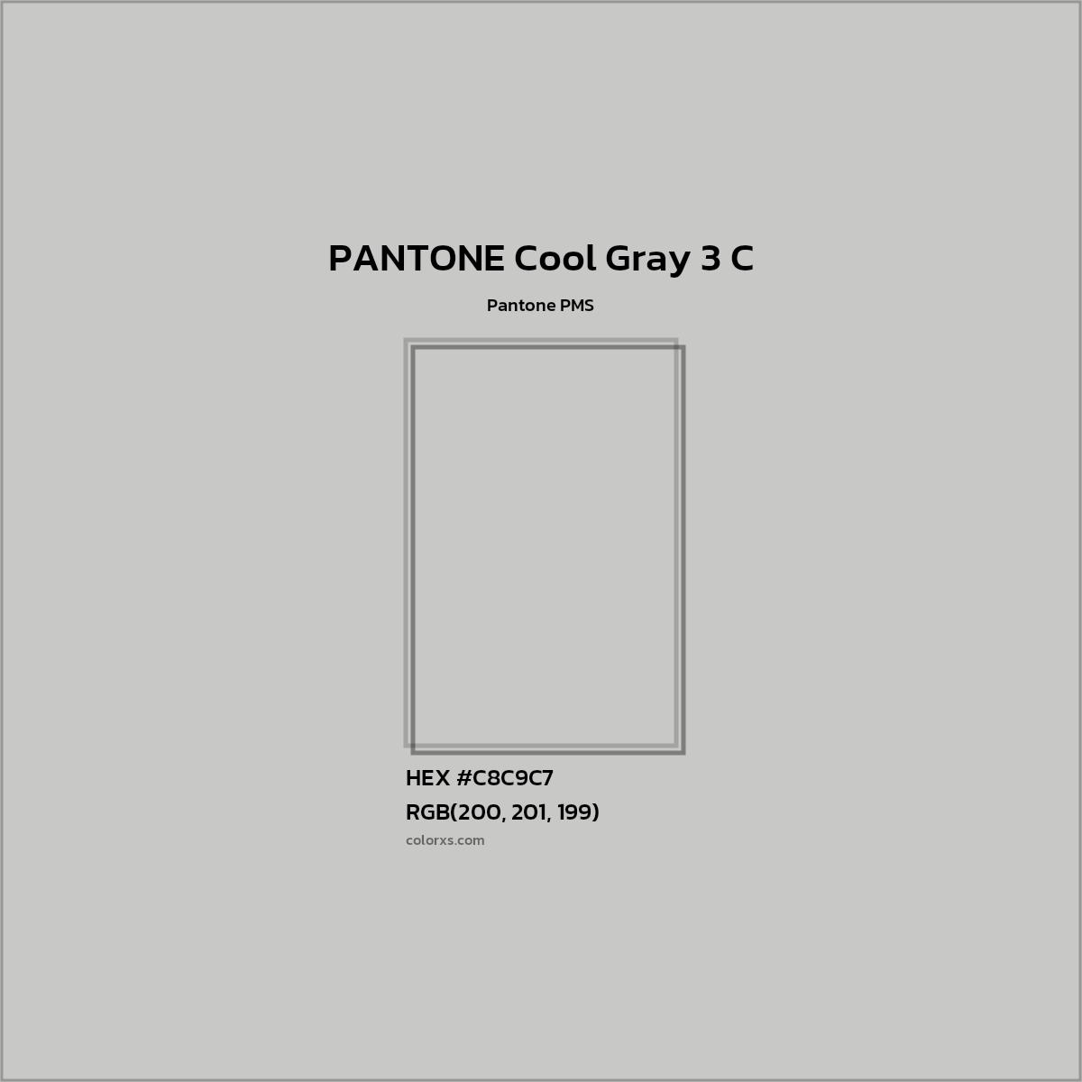 HEX #C8C9C7 PANTONE Cool Gray 3 C CMS Pantone PMS - Color Code