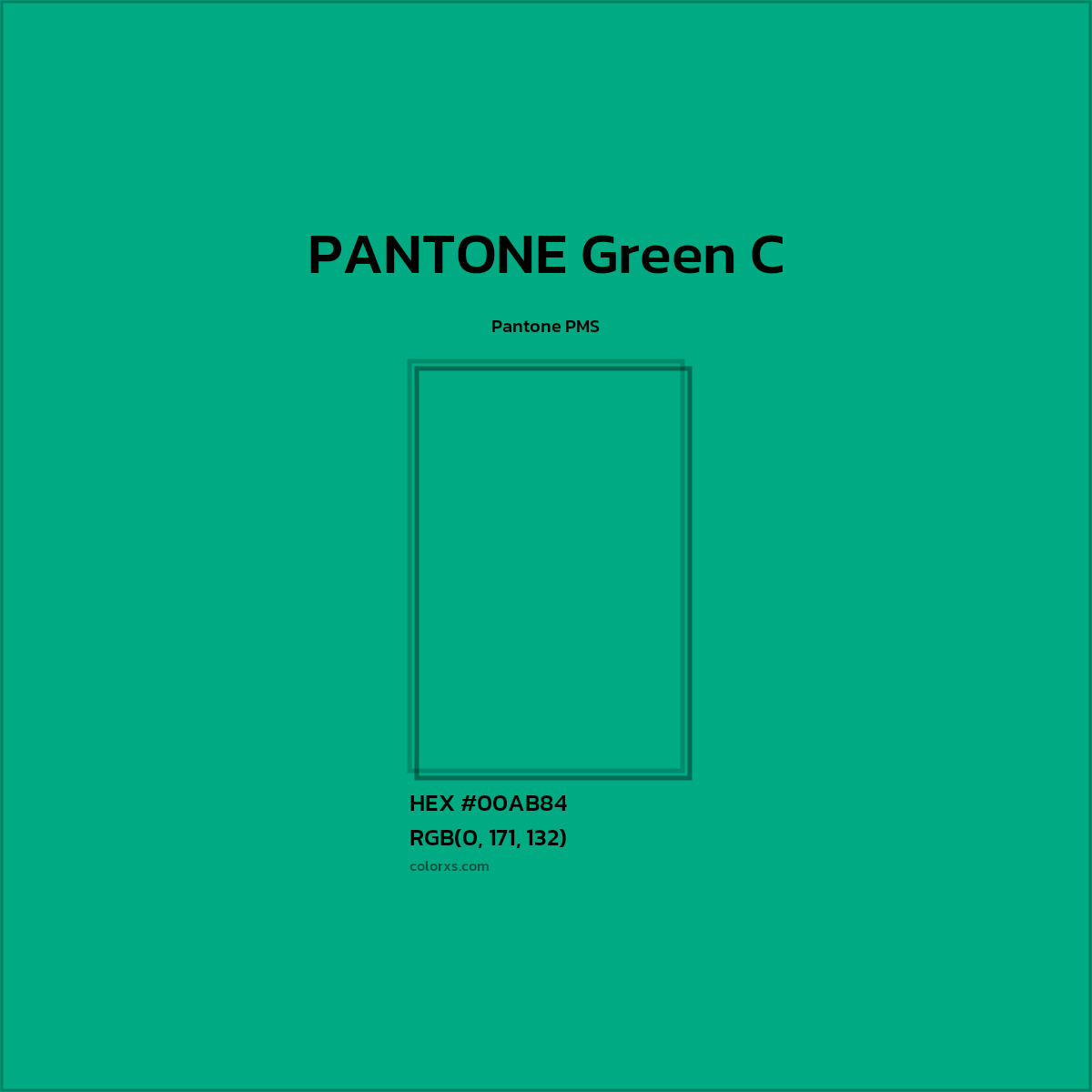 HEX #00AB84 PANTONE Green C CMS Pantone PMS - Color Code