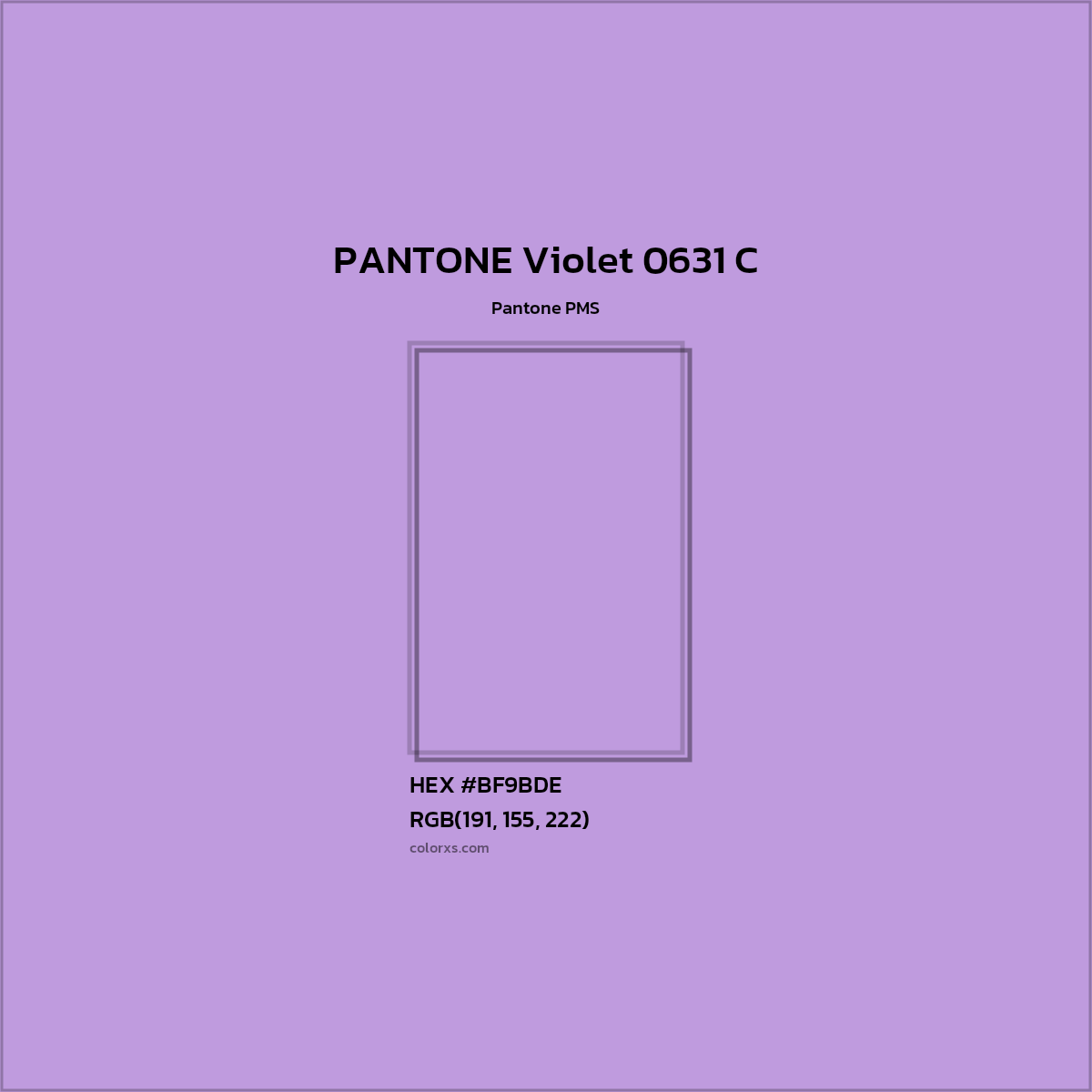 HEX #BF9BDE PANTONE Violet 0631 C CMS Pantone PMS - Color Code