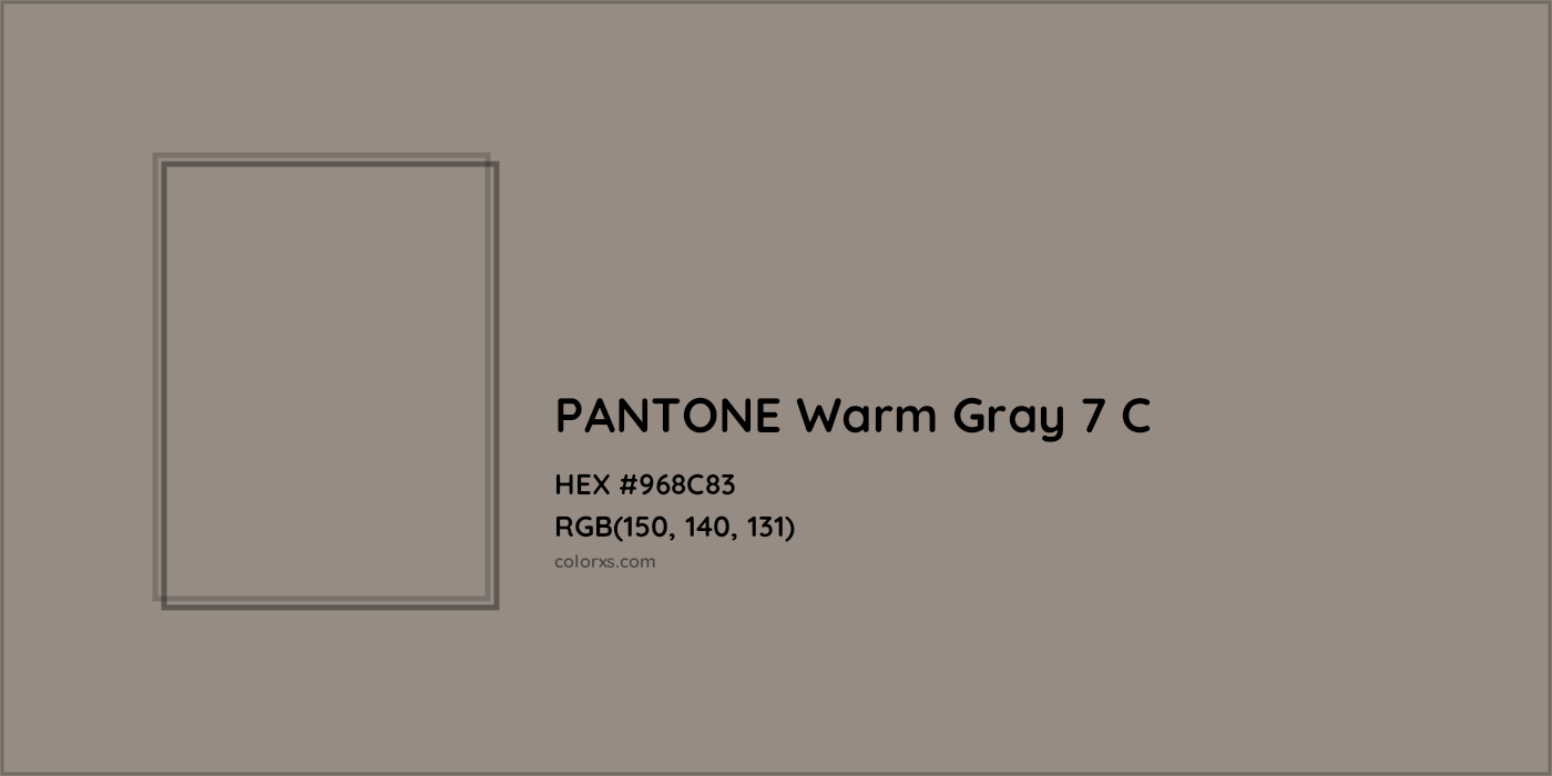 HEX #968C83 PANTONE Warm Gray 7 C CMS Pantone PMS - Color Code