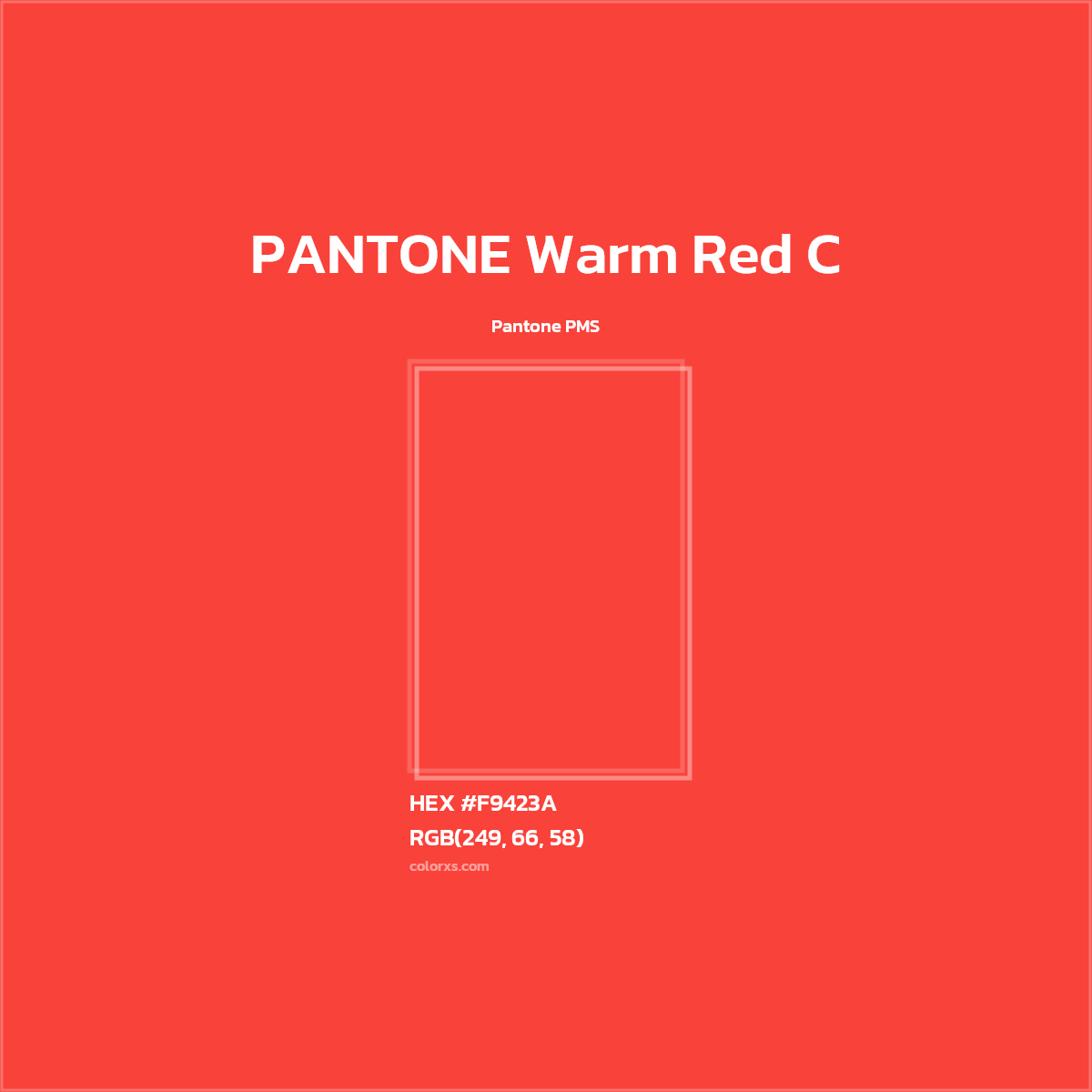 HEX #F9423A PANTONE Warm Red C CMS Pantone PMS - Color Code