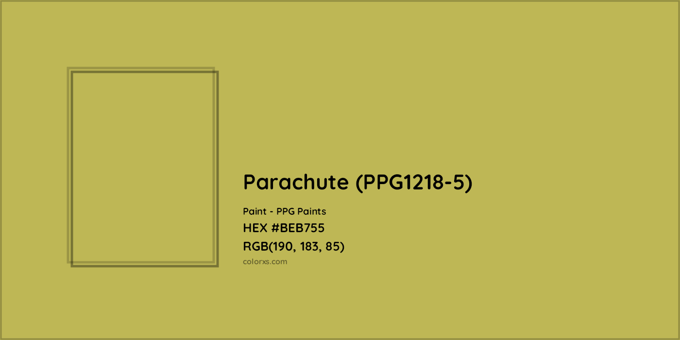 HEX #BEB755 Parachute (PPG1218-5) Paint PPG Paints - Color Code