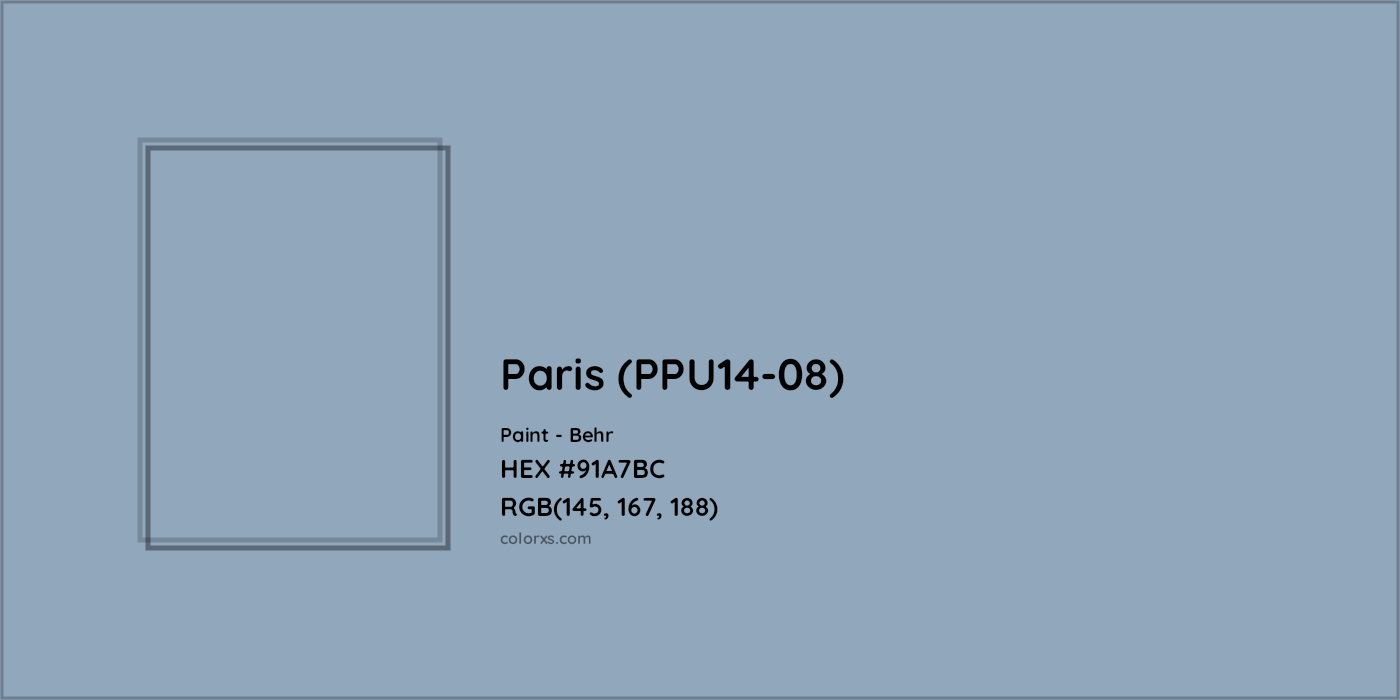 HEX #91A7BC Paris (PPU14-08) Paint Behr - Color Code