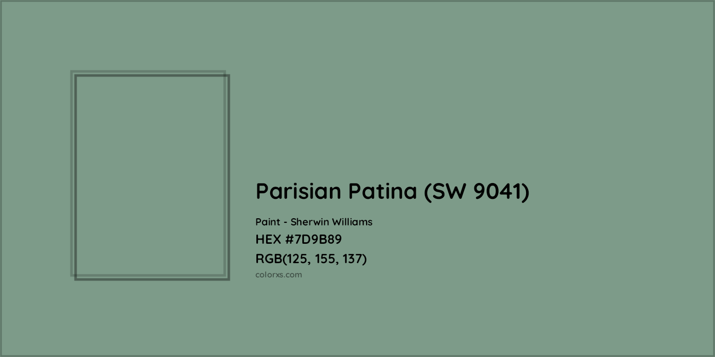 HEX #7D9B89 Parisian Patina (SW 9041) Paint Sherwin Williams - Color Code