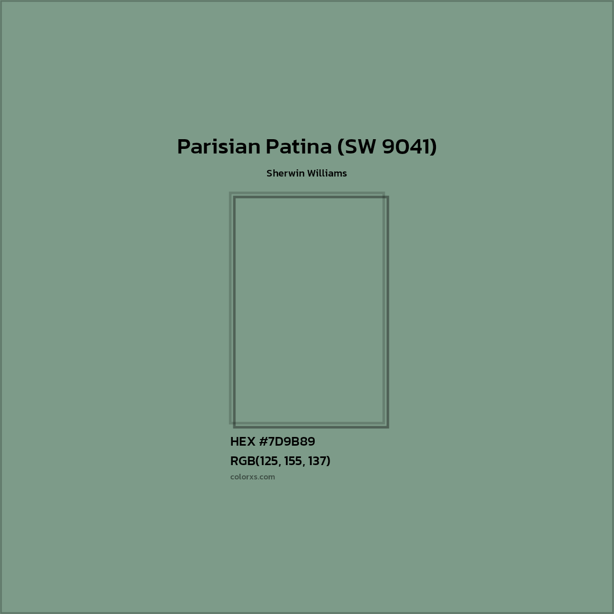 HEX #7D9B89 Parisian Patina (SW 9041) Paint Sherwin Williams - Color Code