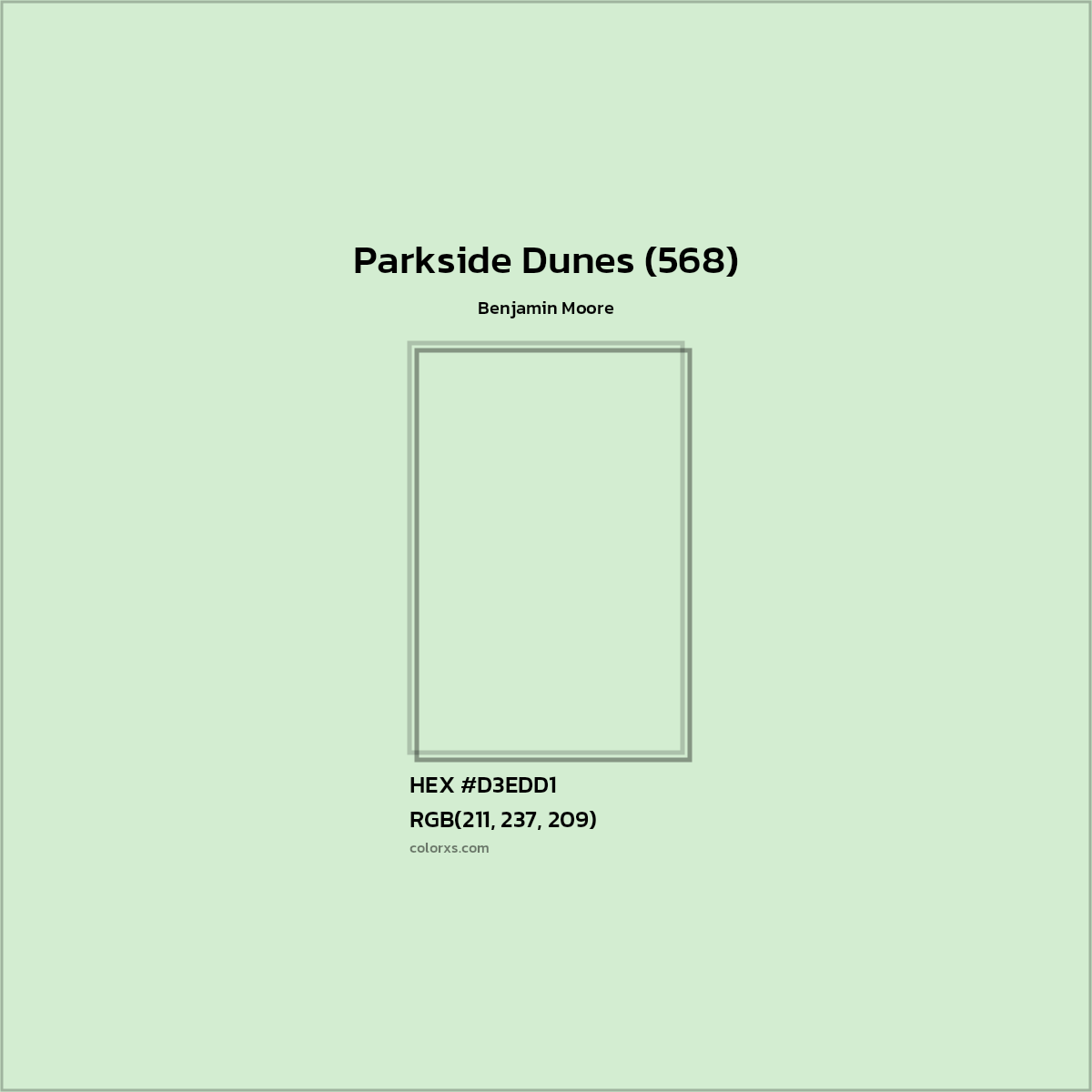 HEX #D3EDD1 Parkside Dunes (568) Paint Benjamin Moore - Color Code