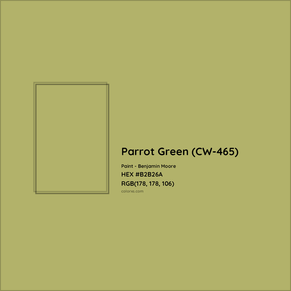 HEX #B2B26A Parrot Green (CW-465) Paint Benjamin Moore - Color Code